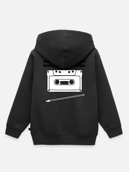 Cassette et stylo associés - Sweat Premium à capuche enfant bio - noir