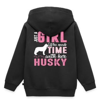 chien de traîneau - Sweat Premium à capuche enfant bio - noir - Dos - AI Model Kid Male (0cm)