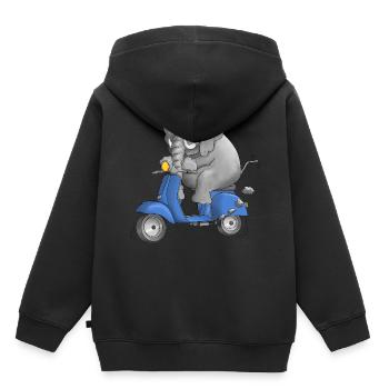Motorroller Cartoon Comic - Kinder Premium Organic Hoodie - Schwarz - Hinten - AI Model Kid Male (0cm)