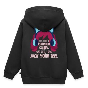 Gamer Girl Gaming Ringer Headset Nerd Gift - Kids Premium Organic Hoodie - black - Back - AI Model Kid Male (0cm)