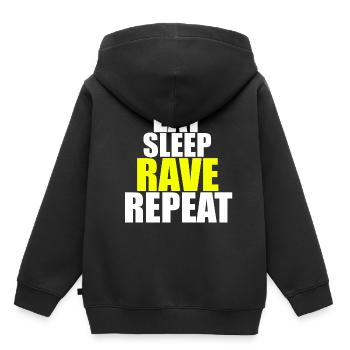Rave Raver Techno Eat Sleep Rave Repeat - Sweat Premium à capuche enfant bio - noir - Dos - AI Model Kid Male (0cm)