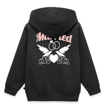 Married mariage mariage cadeau - Sweat Premium à capuche enfant bio - noir - Dos - AI Model Kid Male (0cm)