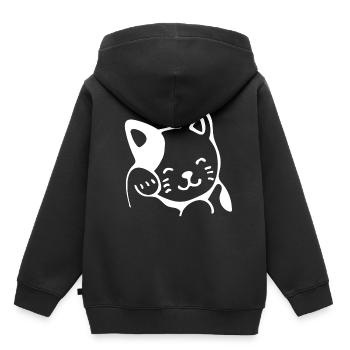 Chat mignon cadeau chat minou - Sweat Premium à capuche enfant bio - noir - Dos - AI Model Kid Male (0cm)