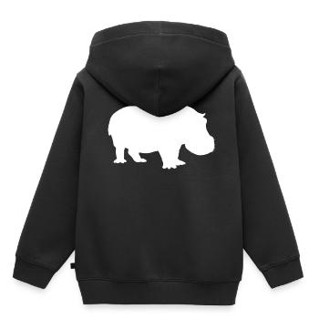 Hippopotame hippopotame - Sweat Premium à capuche enfant bio - noir - Dos - AI Model Kid Male (0cm)