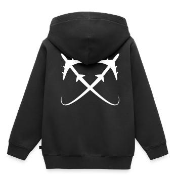Avions avions - Sweat Premium à capuche enfant bio - noir - Dos - AI Model Kid Male (0cm)