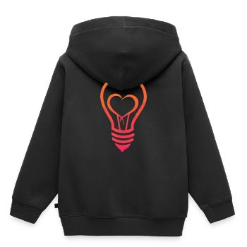 Glühbirne mit Herz - Kinder Premium Organic Hoodie - Schwarz - Hinten - AI Model Kid Male (0cm)