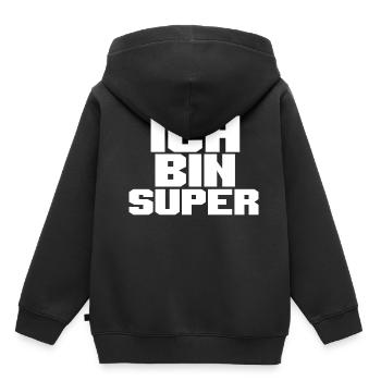 ICH BIN SUPER - Kinder Premium Organic Hoodie - Schwarz - Hinten - AI Model Kid Male (0cm)