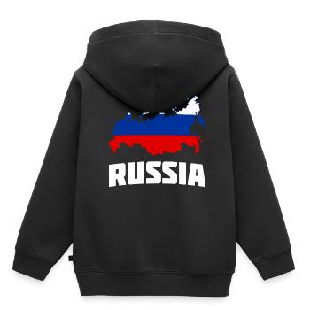 Russie Russie Carte Carte Pays Cadeau - Sweat Premium à capuche enfant bio - noir - Dos - AI Model Kid Male (0cm)