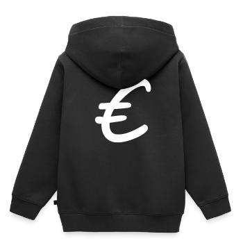 Signes de l’euro Monnaie - Sweat Premium à capuche enfant bio - noir - Dos - AI Model Kid Male (0cm)