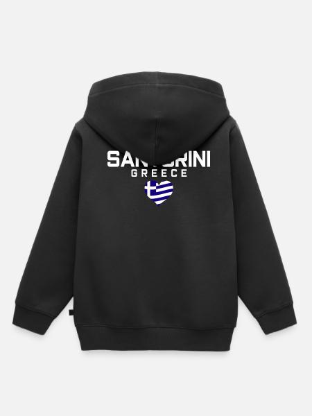 SANTORINI Greece Grèce - Sweat Premium à capuche enfant bio - noir