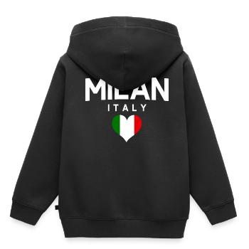 Milan Italy Milan Italie - Sweat Premium à capuche enfant bio - noir - Dos - AI Model Kid Male (0cm)