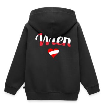 Wien - Kinder Premium Organic Hoodie - Schwarz - Hinten - AI Model Kid Male (0cm)
