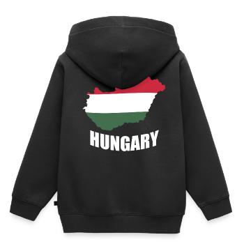 HUNGARY - Kids Premium Organic Hoodie - black - Back - AI Model Kid Male (0cm)
