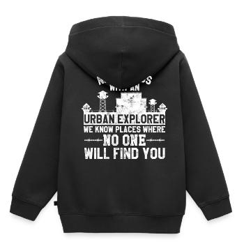 Urban Exploring Disant Lost Place Funny Gift - Sweat Premium à capuche enfant bio - noir - Dos - AI Model Kid Male (0cm)