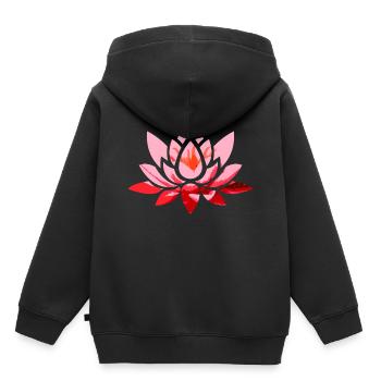 Lotus Blüte - Kinder Premium Organic Hoodie - Schwarz - Hinten - AI Model Kid Male (0cm)