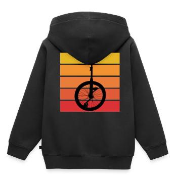 Einrad - Kinder Premium Organic Hoodie - Schwarz - Hinten - AI Model Kid Male (0cm)