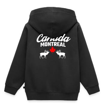 Canada Montréal - Sweat Premium à capuche enfant bio - noir - Dos - AI Model Kid Male (0cm)