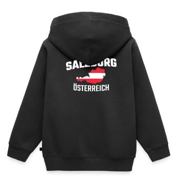 Salzburg Österreich - Kinder Premium Organic Hoodie - Schwarz - Hinten - AI Model Kid Male (0cm)