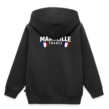 MARSEILLE FRANCE - Kids Premium Organic Hoodie - black - Back - AI Model Kid Male (0cm)