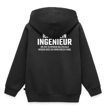 Ingenieur Spruch Witzig Lustiger Spruch Kurz - Kinder Premium Organic Hoodie - Schwarz - Hinten - AI Model Kid Male (0cm)