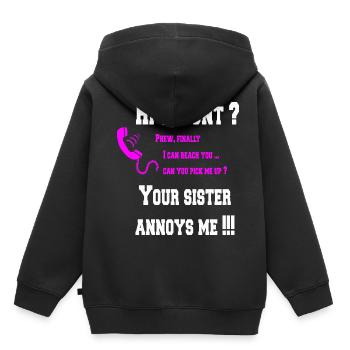 Salut tante? ta sœur m'ennuie! - Sweat Premium à capuche enfant bio - noir - Dos - AI Model Kid Male (0cm)