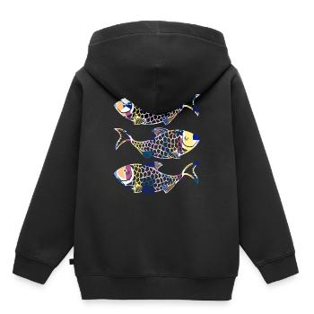 Poissons - Sweat Premium à capuche enfant bio - noir - Dos - AI Model Kid Male (0cm)