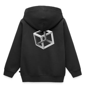 Illusion d'optique de cube - Sweat Premium à capuche enfant bio - noir - Dos - AI Model Kid Male (0cm)