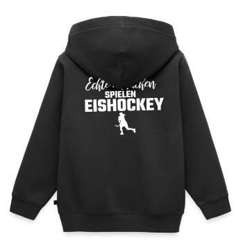 Echte Mädchen spielen Eishockey - Kinder Premium Organic Hoodie - Schwarz - Hinten - AI Model Kid Male (0cm)