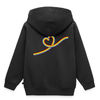 L’amour, c’est l’amour ! Déclaration Gay Pride LGBTQI+ - Sweat Premium à capuche enfant bio - noir - Dos - AI Model Kid Male (0cm)