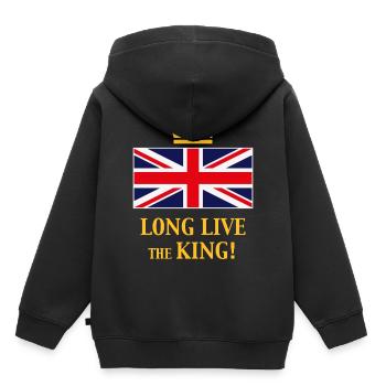 Long Live The King! (England / Great Britain / 4C) - Kinder Premium Organic Hoodie - Schwarz - Hinten - AI Model Kid Male (0cm)