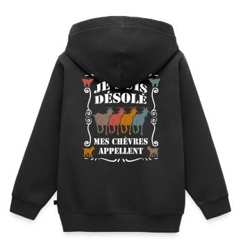Je suis désolé mes chèvres appellent - Sweat Premium à capuche enfant bio - noir - Dos - AI Model Kid Male (0cm)