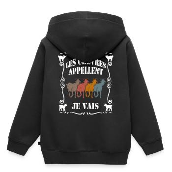 Les chèvres appellent - je pars - Sweat Premium à capuche enfant bio - noir - Dos - AI Model Kid Male (0cm)