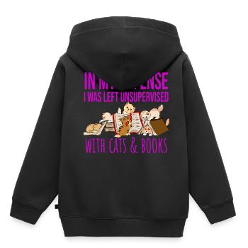 In My Defense Cats And Books Katzen Bücher Lesen - Kinder Premium Organic Hoodie - Schwarz - Hinten - AI Model Kid Male (0cm)