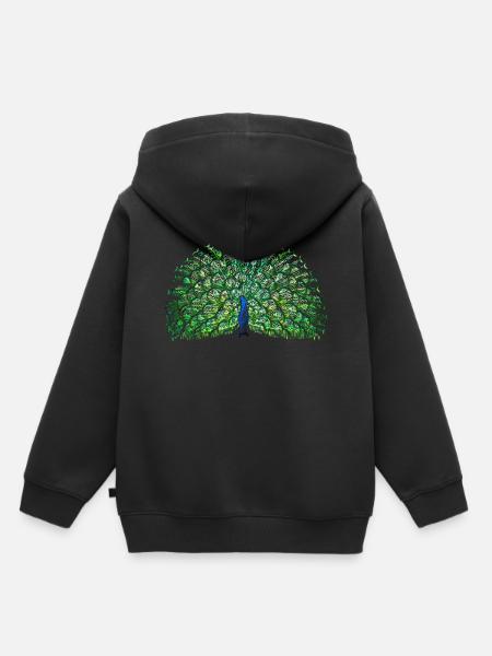peacock - Kids Premium Organic Hoodie - black