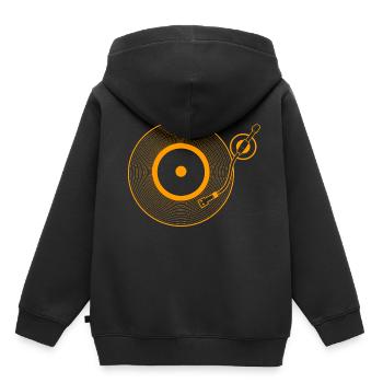 Vinyle - Sweat Premium à capuche enfant bio - noir - Dos - AI Model Kid Male (0cm)