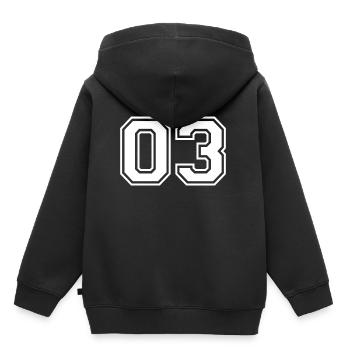 03 - College Style Sportswear - Trikot motif - Kids Premium Organic Hoodie - black - Back - AI Model Kid Male (0cm)
