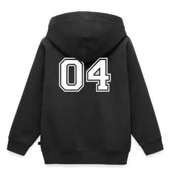 04 - College Style Sportswear - Jersey motif - Kids Premium Organic Hoodie - black - Back - AI Model Kid Male (0cm)