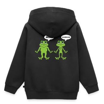 Quark Magerquark - lustige Frosch Grafik - Kinder Premium Organic Hoodie - Schwarz - Hinten - AI Model Kid Male (0cm)