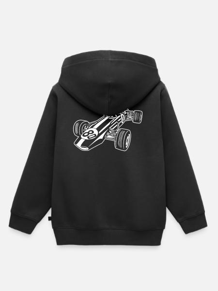 Rennwagen / Coche de carreras 02_wei ß - Sudadera Premium con capucha infantil orgánica - negro