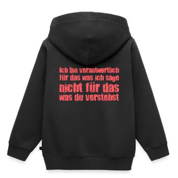 lustiger Spruch - Kinder Premium Organic Hoodie - Schwarz - Hinten - AI Model Kid Male (0cm)