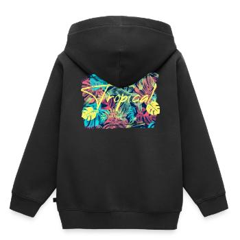 Feuilles tropicales - Sweat Premium à capuche enfant bio - noir - Dos - AI Model Kid Male (0cm)