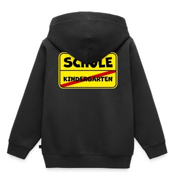 Schule Anfang Kindergarten Ende Ortsschild - Kinder Premium Organic Hoodie - Schwarz - Hinten - AI Model Kid Male (0cm)