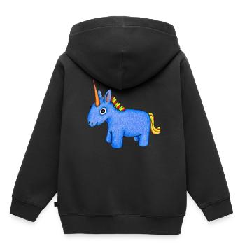 Dessin de câlin de licorne - Sweat Premium à capuche enfant bio - noir - Dos - AI Model Kid Male (0cm)