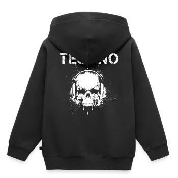 Techno hardstyle - Sweat Premium à capuche enfant bio - noir - Dos - AI Model Kid Male (0cm)