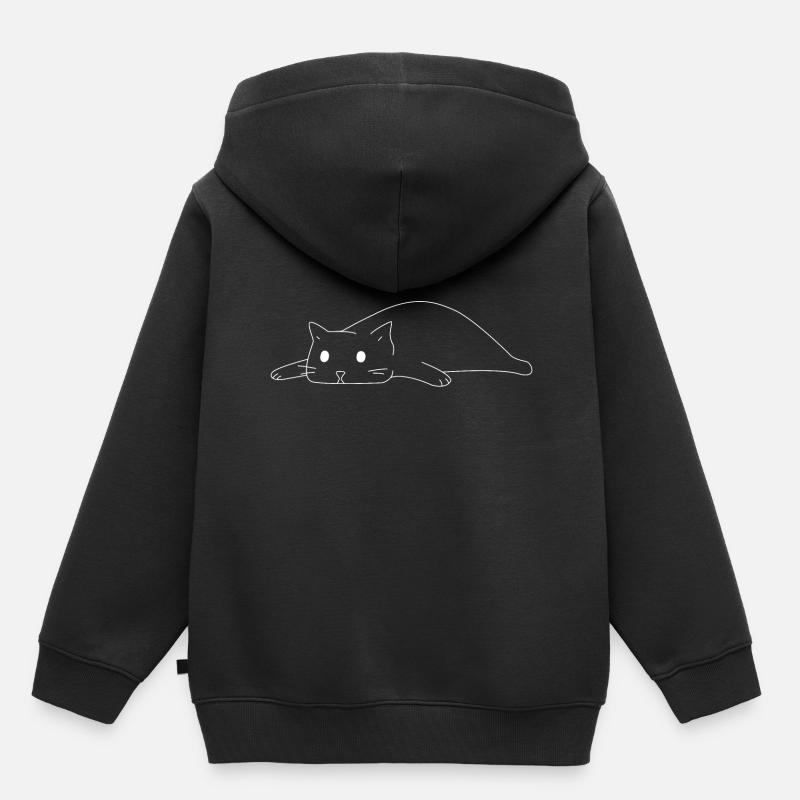 Chat - Sweat Premium à capuche enfant bio - noir
