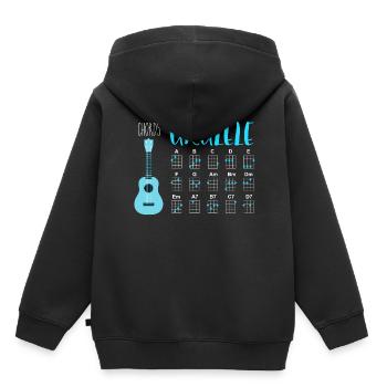 UKULELE CHORDS - Kinder Premium Organic Hoodie - Schwarz - Hinten - AI Model Kid Male (0cm)