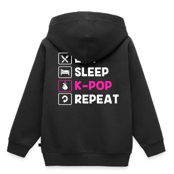 K-Pop - Sweat Premium à capuche enfant bio - noir - Dos - AI Model Kid Male (0cm)