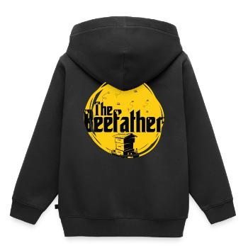 Le beefather - abeille miel apiculteur fleurs en nid d'abeille - Sweat Premium à capuche enfant bio - noir - Dos - AI Model Kid Male (0cm)
