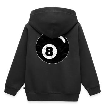Billard boule de billard noir huit huit millésime - Sweat Premium à capuche enfant bio - noir - Dos - AI Model Kid Male (0cm)