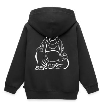 Fetter Buddha - Kinder Premium Organic Hoodie - Schwarz - Hinten - AI Model Kid Male (0cm)